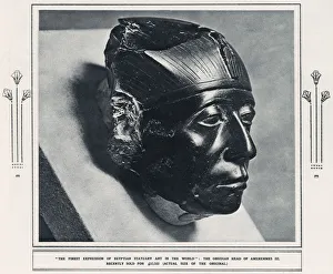 Images Dated 27th March 2020: The superbly-carved Obsidian Head of Pharoah Senusret III - Egypt, Middle Kingdom