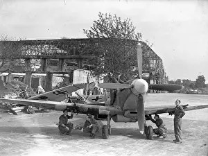 Advanced Prints: Supermarine Spitfire MkIX with wrecked Messerschmitt Bf 109G