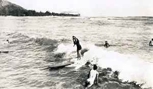 Surfing Prints: Surfing scene, Hawaii, USA