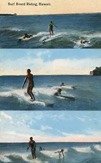 Hawaii Prints: Surfing scenes, Hawaii, USA