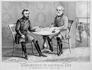 1865 Prints: Surrender of General Lee - at Appomattox, C. H. Va. April 9th