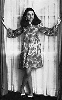 Baptiste Prints: Susan Baptiste wearing a Hildebrand dress, 1966