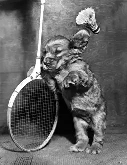 Susi - with badminton racquet and shuttlecock