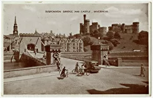 1944 Gallery: Suspension Bridge and Castle, Inverness, Scotland