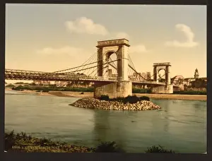 Avignon Prints: Suspension bridge over the Rhone, Avignon, Provence, France