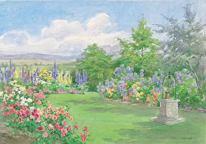 A Sussex garden Garden Flowers Watercolour painting