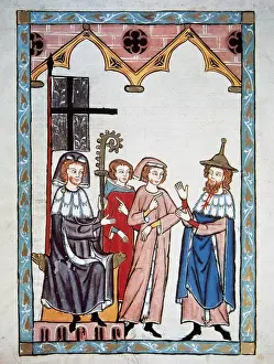 Feudal Prints: Susskind Der Jude Von Trimberger wearing a typical hat with