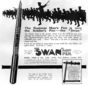 Correspondence Prints: Swan Fountain Pen advertisement, World War One