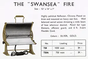 Chrome Prints: The Swansea electric fire, single bar, chrome-plated, price one guinea