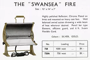 Images Dated 1st December 2020: The Swansea electric fire, single bar, chrome-plated, price one guinea