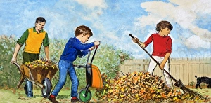 Images Dated 12th September 2006: Sweeping up autumn leaves