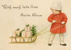 Images Dated 23rd March 2018: A sweet little girl pulling her sledge along