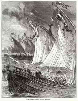 Sailed Prints: Sweyn I, King of Denmark and Olaf King of Norway invading London