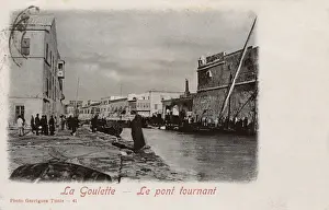 Tunis Prints: Swing bridge in port, La Goulette, Tunisia, North Africa