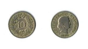 Franc Prints: Swiss Confederation coin, 10 Rappen