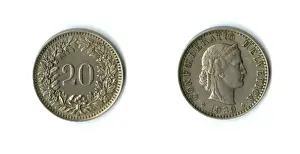 Franc Prints: Swiss Confederation coin, 20 Rappen