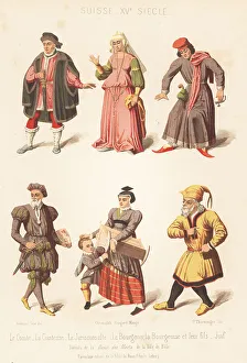 Comtesse Prints: Swiss costumes from La Danse des Morts, 15th century