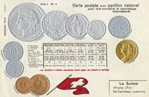 Images Dated 23rd February 2017: Swiss postcard explaining the currency