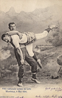Images Dated 24th January 2011: Swiss Wrestlers at a National Festival - May, 1904