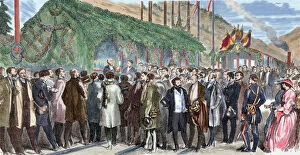 Bourgeoisie Collection: Switzerland. 19th century. Inauguration of the railroad of M