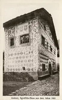 Fresco Prints: Switzerland - Andeer - decorated house Haus Padrun (1501)