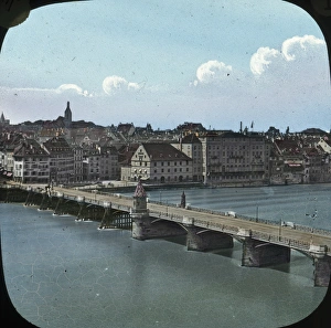 Switzerland - Basel, Old Bridge and Three Kings Hotel Switzerland - Basel, Old Bridge and Three Kings Hotel