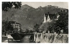 Switzerland - Chur - the riverbank of the Plessur River Switzerland - Chur - the riverbank of the Plessur River