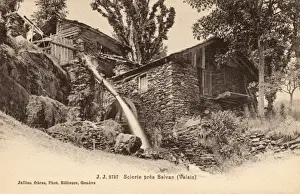 Water Mill Prints: Switzerland - Overshot Watermill near Salvan