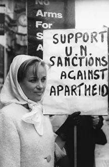 Sylvia Syms, English actress, in demonstration