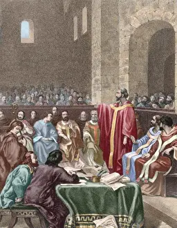 Andalusia Prints: The Synod of Elvira. Approximately 305-306. Spain. Colored e