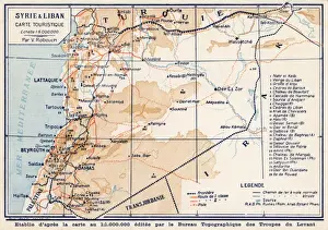Damascus Prints: Syria and Lebanon - Tourist Map