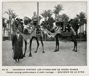 Drummers Prints: Syrian Wedding Train - camels bearing drums and drummers