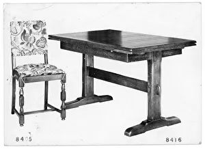 Table and chair from a furniture showroom catalogue
