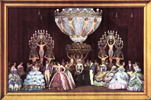 Bergere Prints: A tableau from En Pleine Folie at the Folies Bergere, Paris