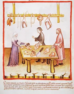 Tacuinum Sanitatis. 14th century. Butchery