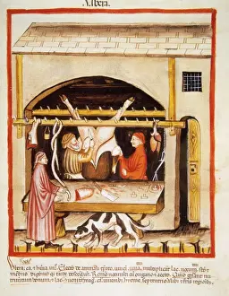 Tacuinum Sanitatis. 14th century. Butchery