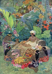 Greenery Gallery: Tahiti scene by Leon Carre