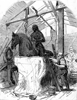 Images Dated 22nd February 2005: Taking a Plaster Cast of the Statue of Charles I, London, 18