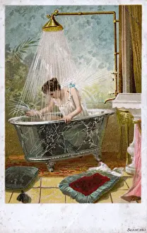 Spray Prints: Taking a shower in a fine marble bathtub