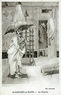 Taking a shower at the Spa at Saint-Honore-les-Bains