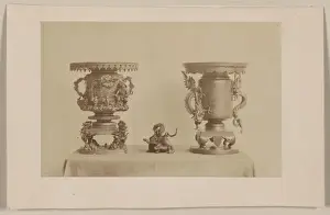 Tall, metal, ornate plant stands and figurine, all with drag