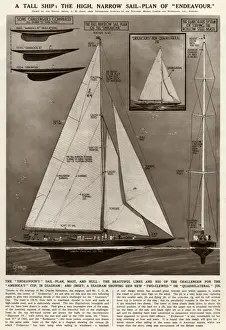 Americas Prints: A tall ship, Endeavour, by G. H. Davis