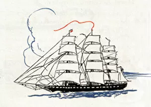 A tall ship under sail