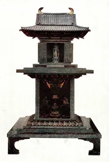 Embossed Prints: Tamamushi Zushi, Japanese Miniature Temple
