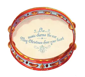 Tambourine Prints: Tambourine-shaped Christmas card