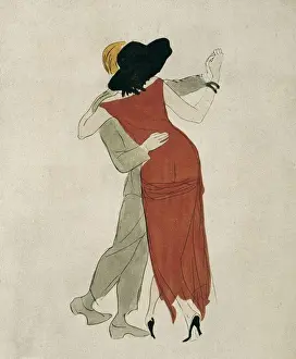 Dancers Prints: Tango. Watercolor by Marcel Vertes (1895-1961) published