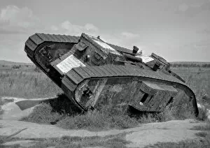 Images Dated 13th February 2017: Tank abandoned in a field, end of WWI