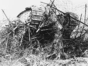 Tank in barbed wire