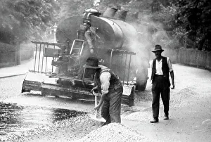 Repairs Prints: Tar spreading, England, possibly 1930s