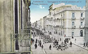 Umberto Prints: Taranto, Italy - Sailors march up the Corso Umberto